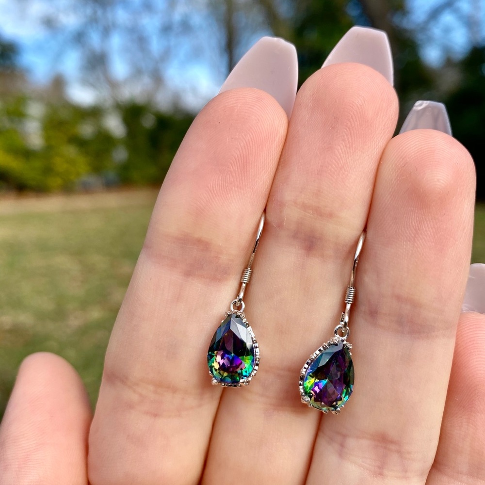 NEW Gorgeous 925 Silver Earrings Mystic Topaz - Picture 2 of 6